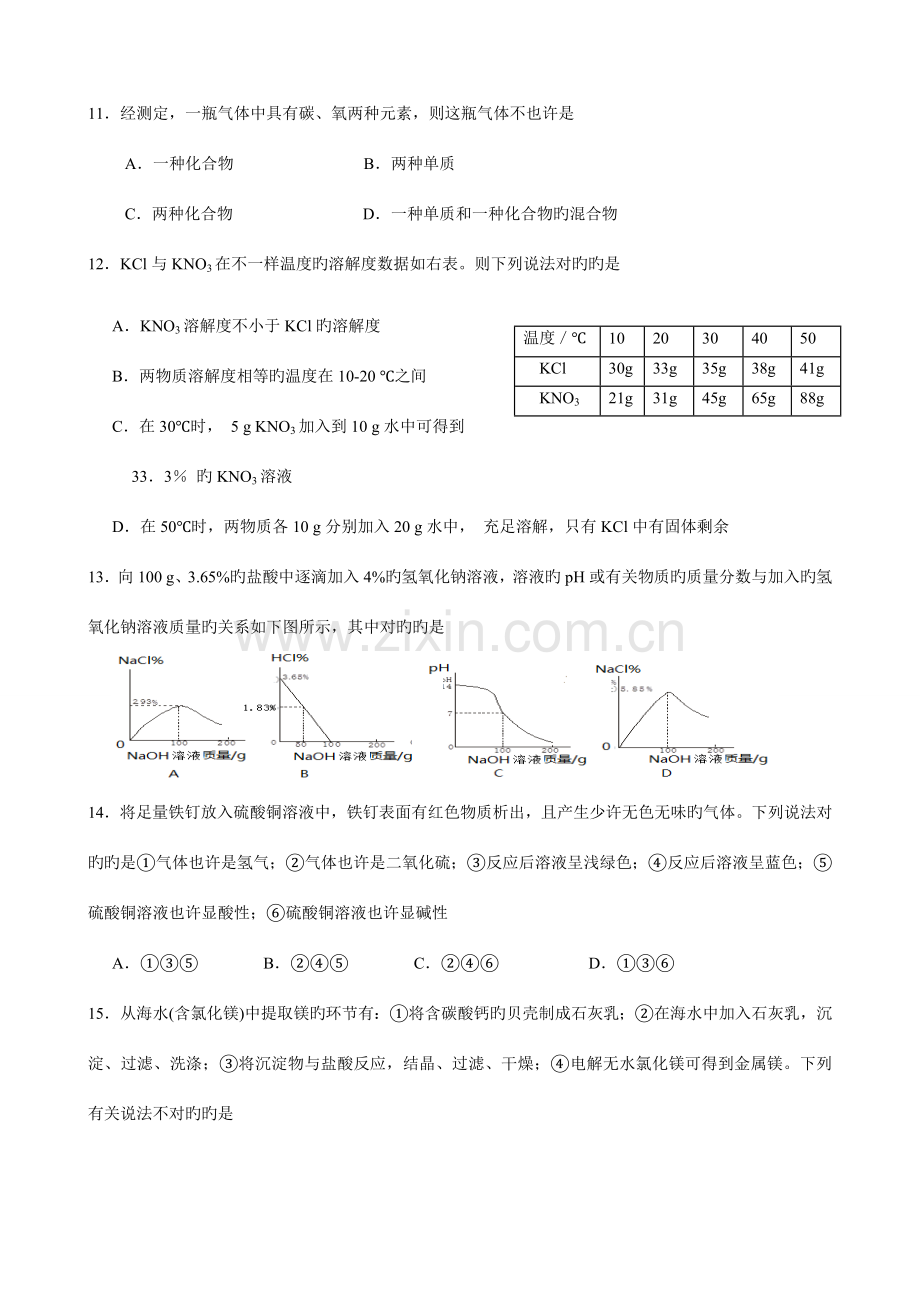 2023年河南省初中化学竞赛卷.doc_第3页