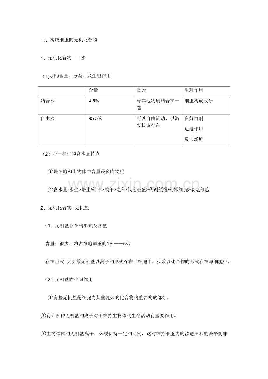 2023年组成细胞的分子知识点总结.doc_第3页