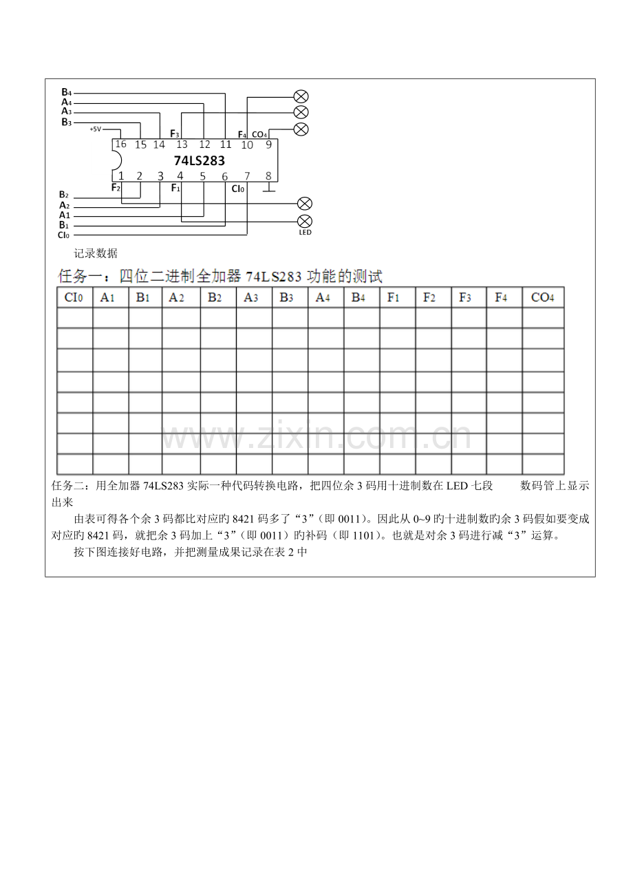 2023年数字电路全加器实验报告.doc_第3页