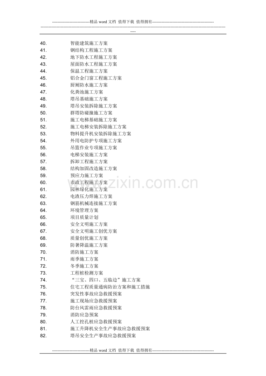 工程项目要编制的105个施组设计及专项方案清单.doc_第2页