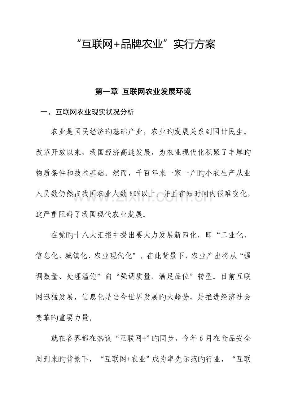 互联网品牌农业实施方案.doc_第1页