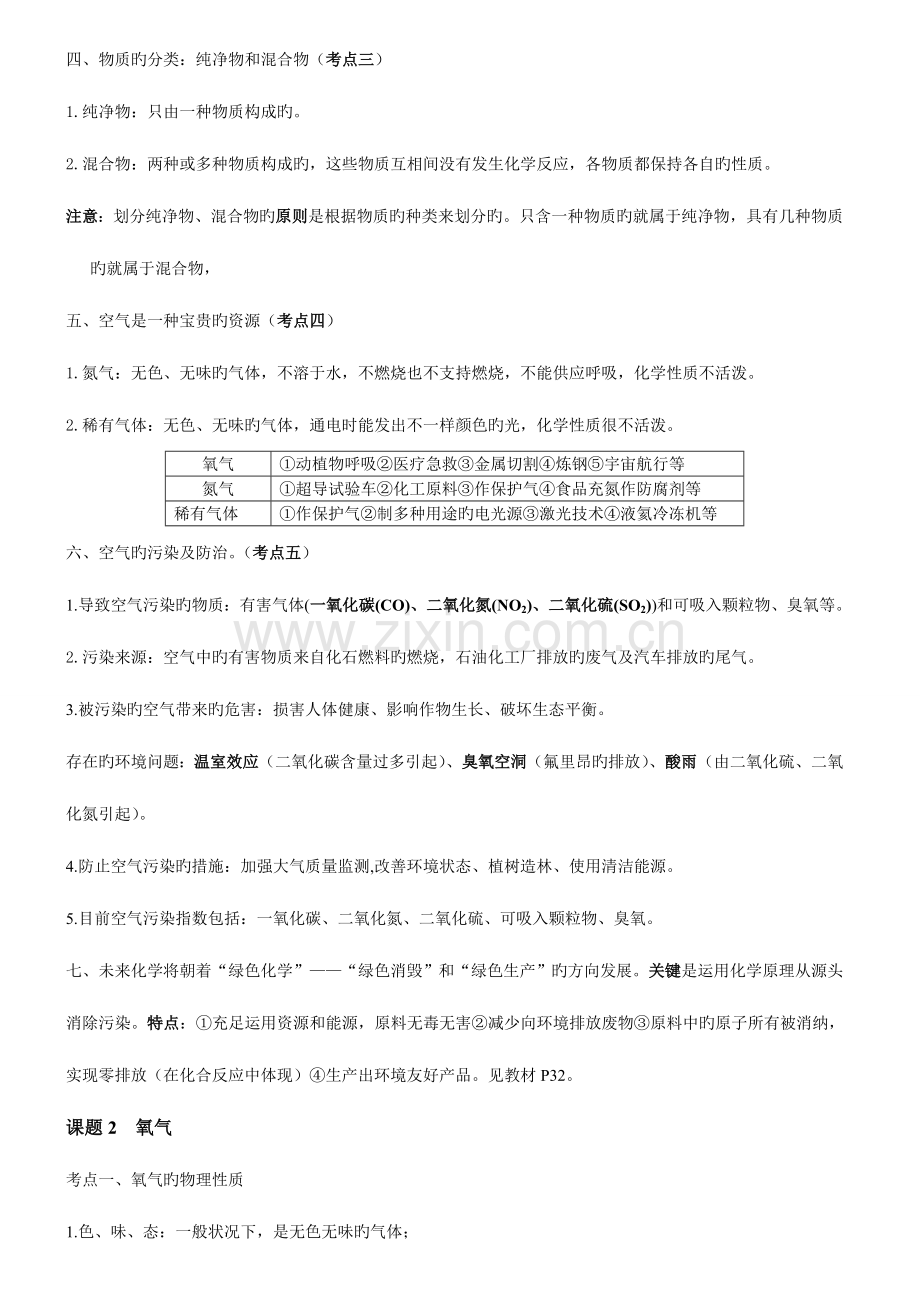 2023年九年级上册化学第二单元知识点总结整理.doc_第2页