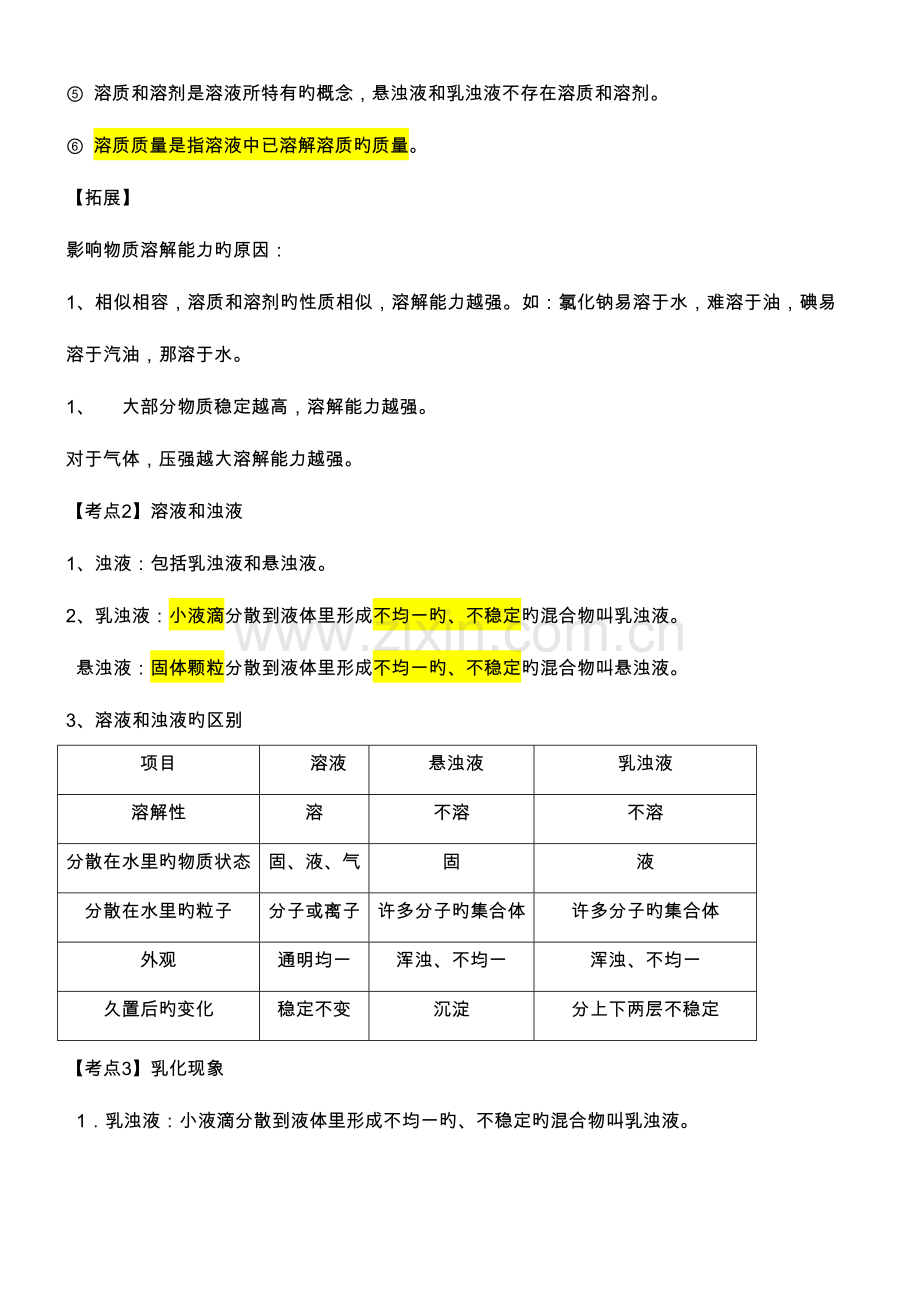 2023年溶液和溶解度知识点总结.doc_第2页