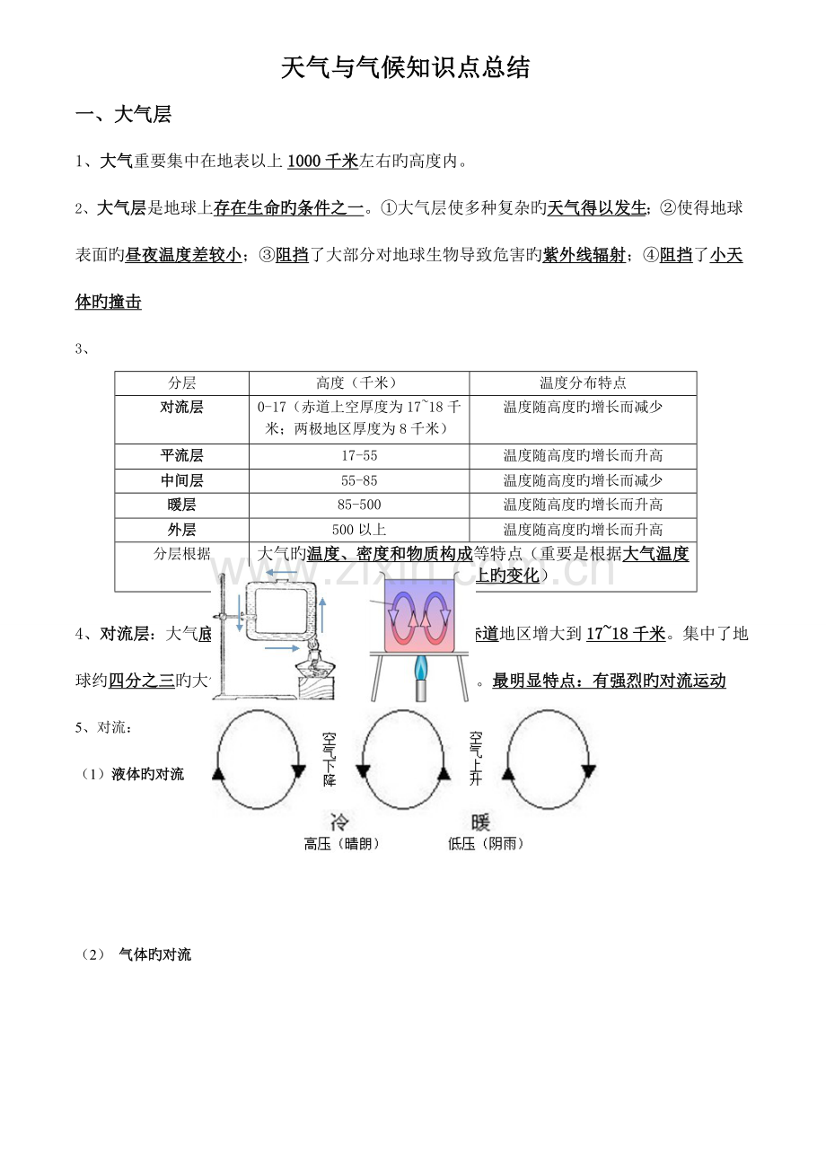 2023年科学八年级上天气与气候知识点总结.doc_第1页