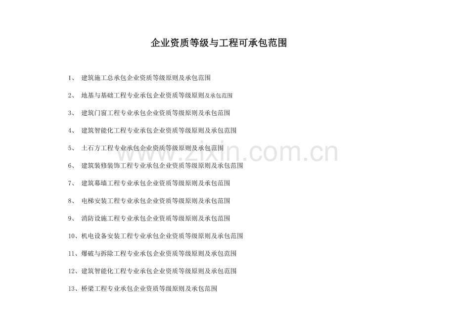 建筑施工企业资质等级与承包范围.doc_第1页