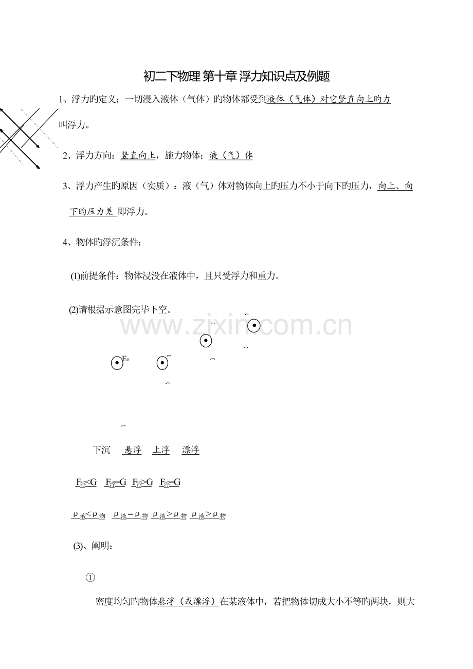 2023年初二物理浮力知识点及例题.docx_第1页