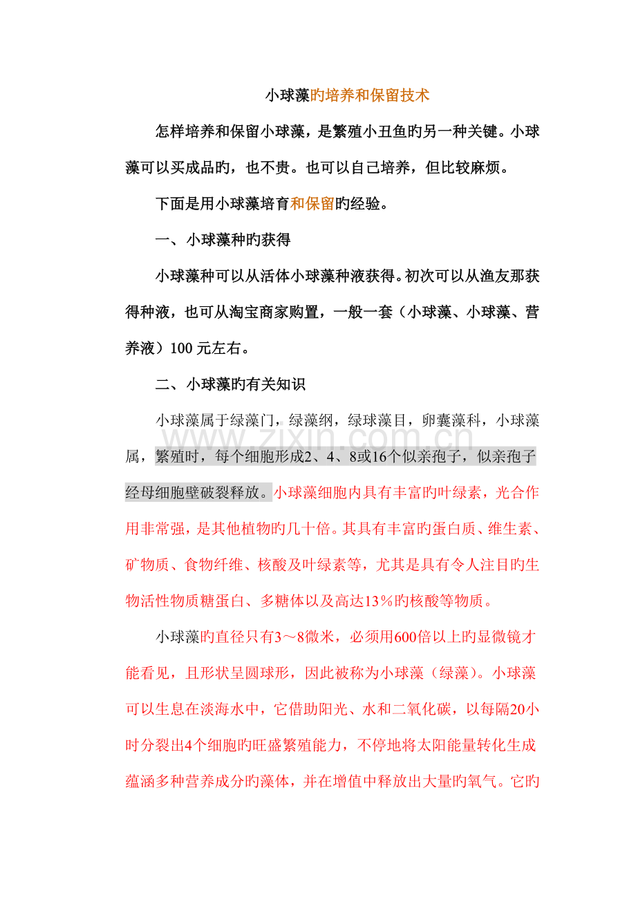 小球藻的培养和保存技术新.doc_第1页