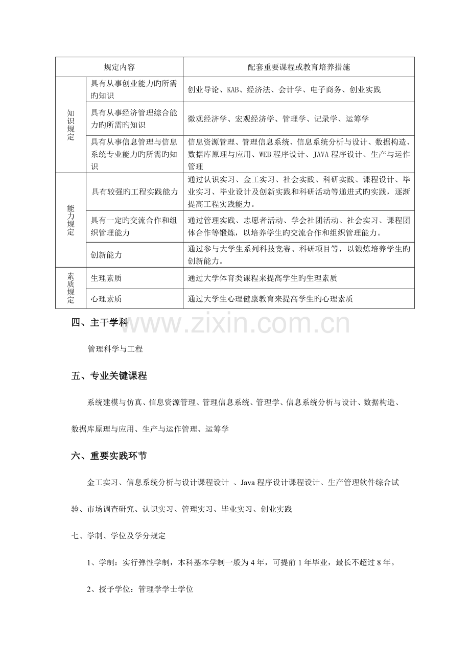 浙江科技学院信息管理与信息系统专业培养方案.doc_第2页