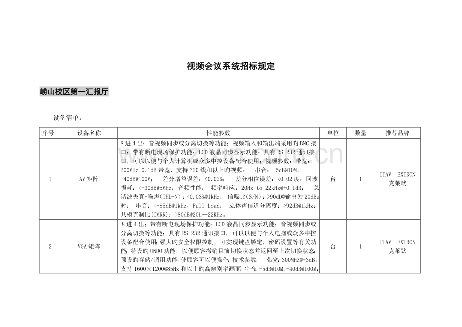 视频会议系统招标要求.doc_第1页