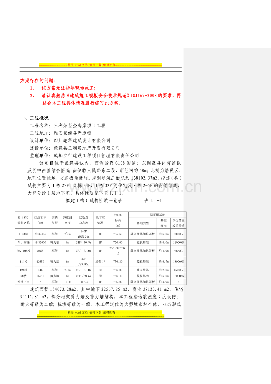 建筑工程模板施工方案.doc_第1页