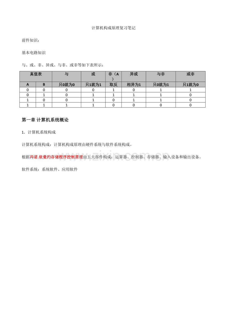 2023年计算机组成原理复习笔记.doc_第1页