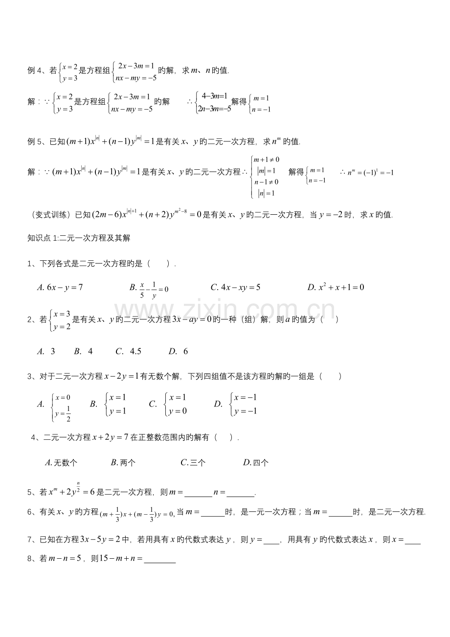 2023年七年级二元一次方程组知识点总结.doc_第2页