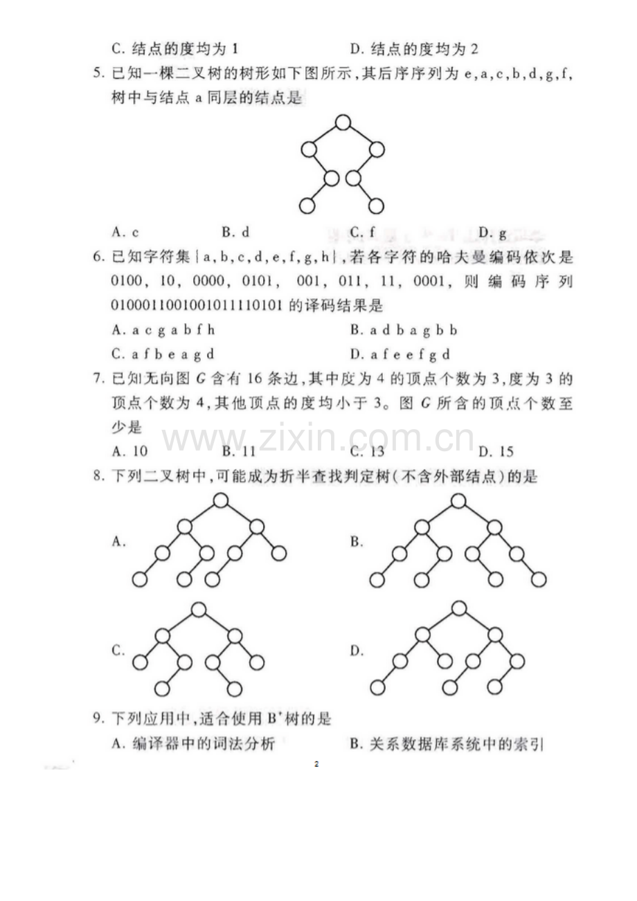 2023年计算机专业考研真题及参考答案.docx_第2页