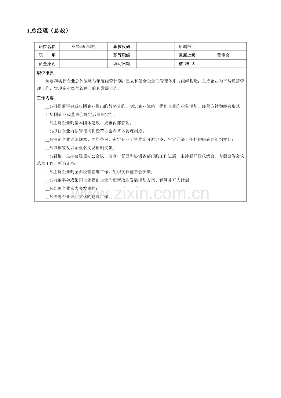 总经理岗位说明书汇总.doc_第1页