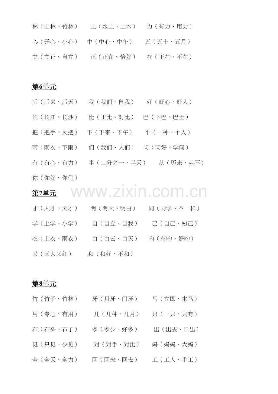 2023年小学一年级语文上册全部知识点汇总部编版.doc_第2页