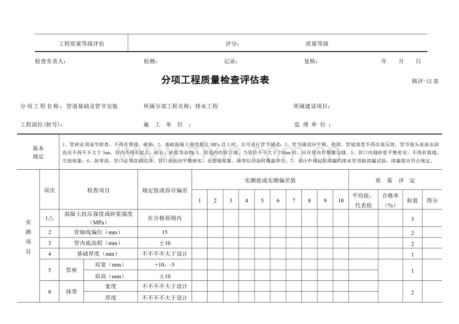 排水分项工程质量检验评定表.doc_第2页