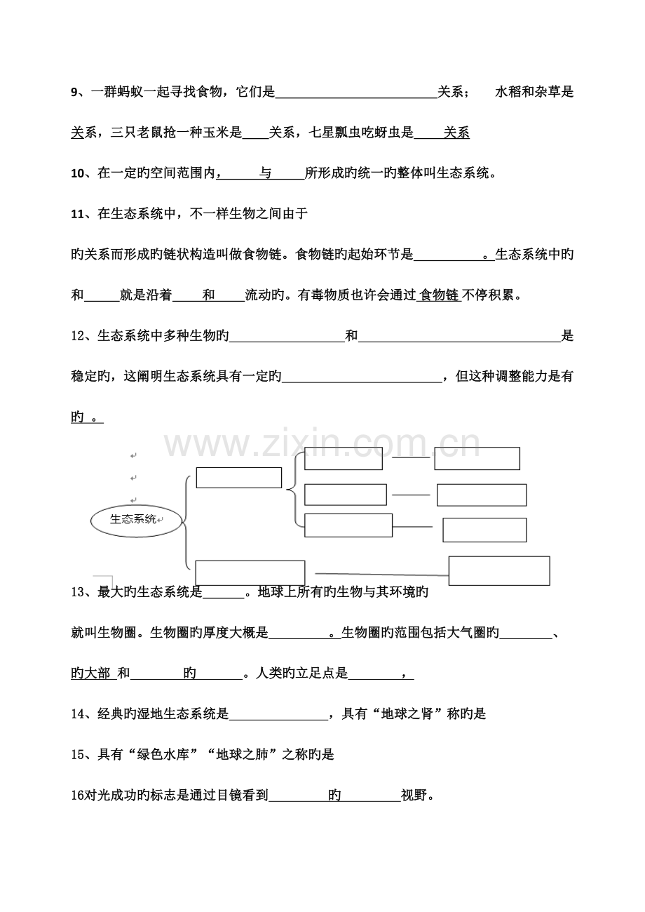 2023年七年级上册生物复习知识点填空.doc_第2页