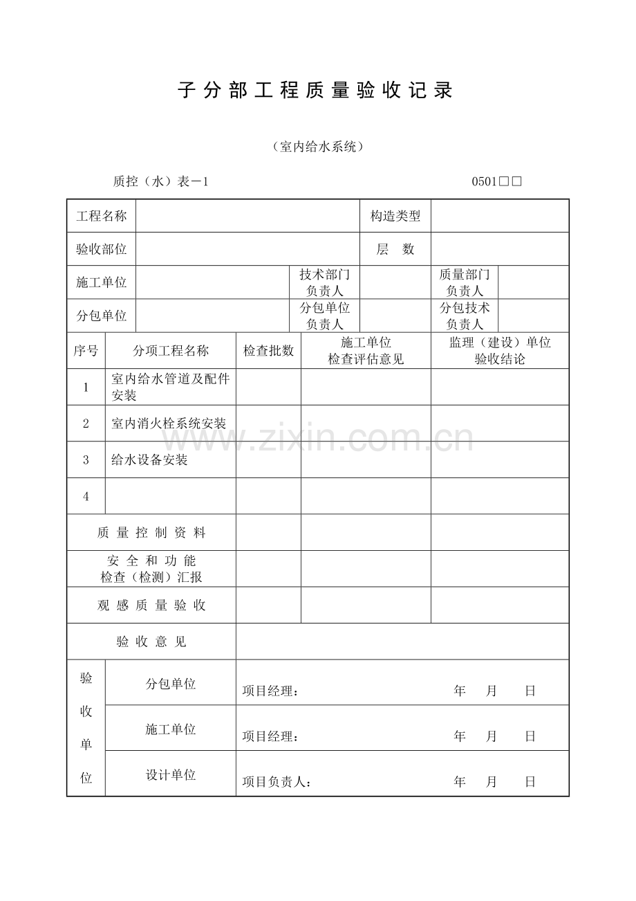 分部子分部工程质量验收记录水卫.doc_第1页