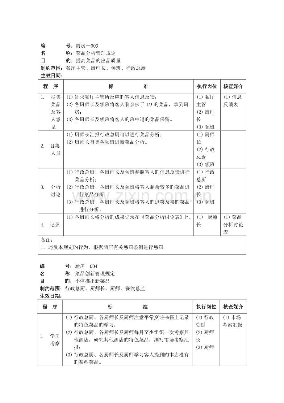 酒店厨房部制度表格——厨房管理规定.doc_第3页