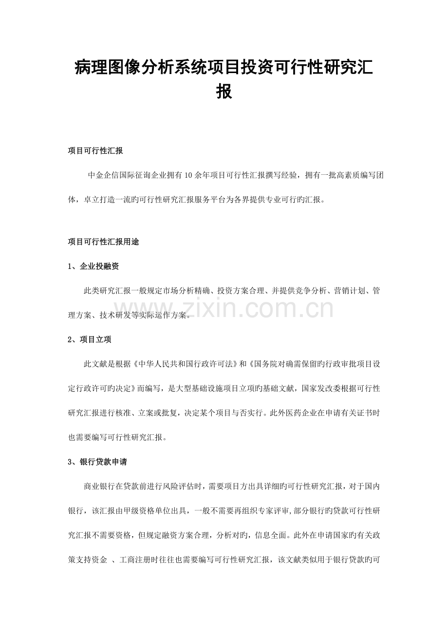 病理图像分析系统项目投资可行性研究报告.doc_第1页