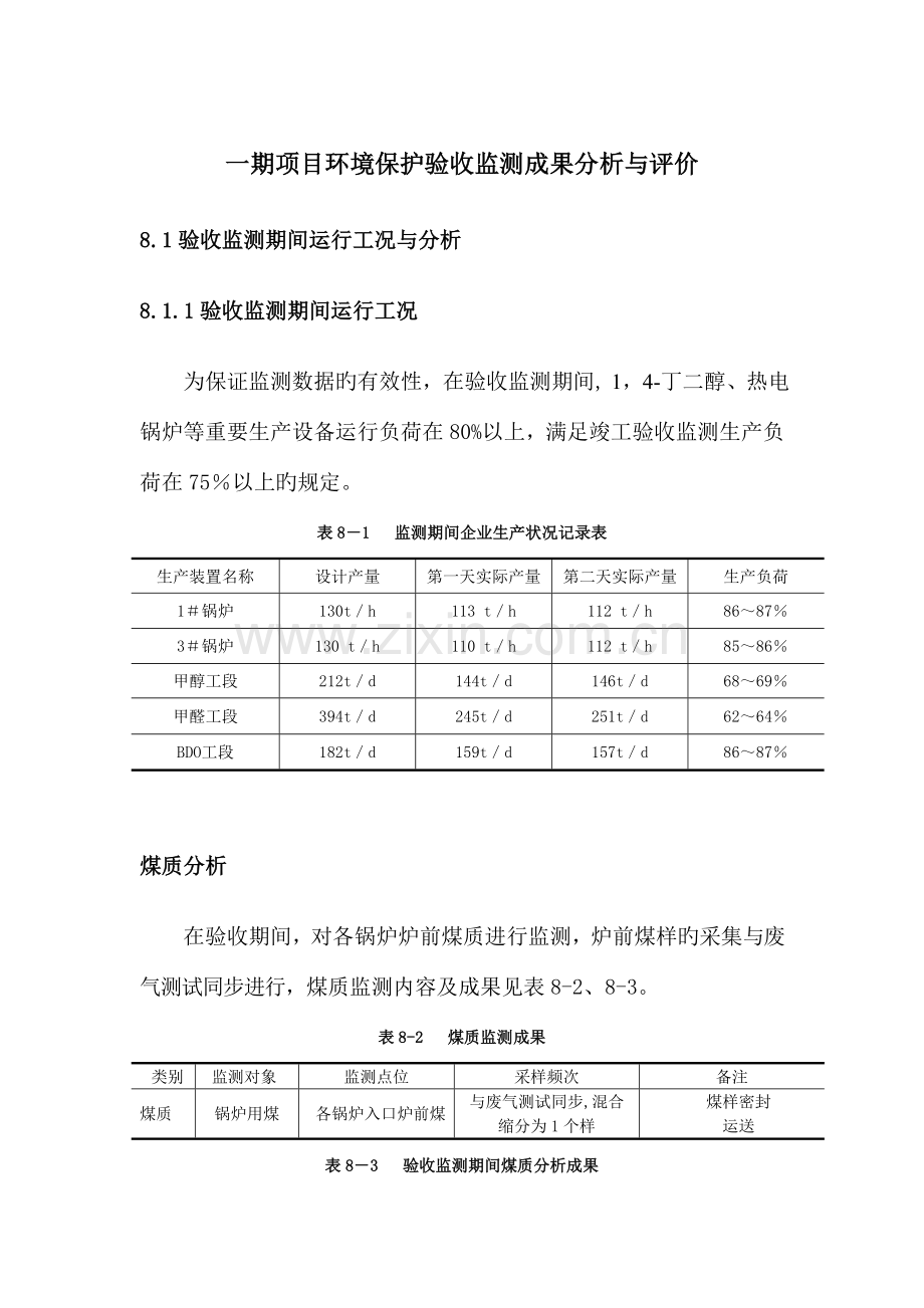 一期项目环保验收监测结果分析与评价.doc_第1页