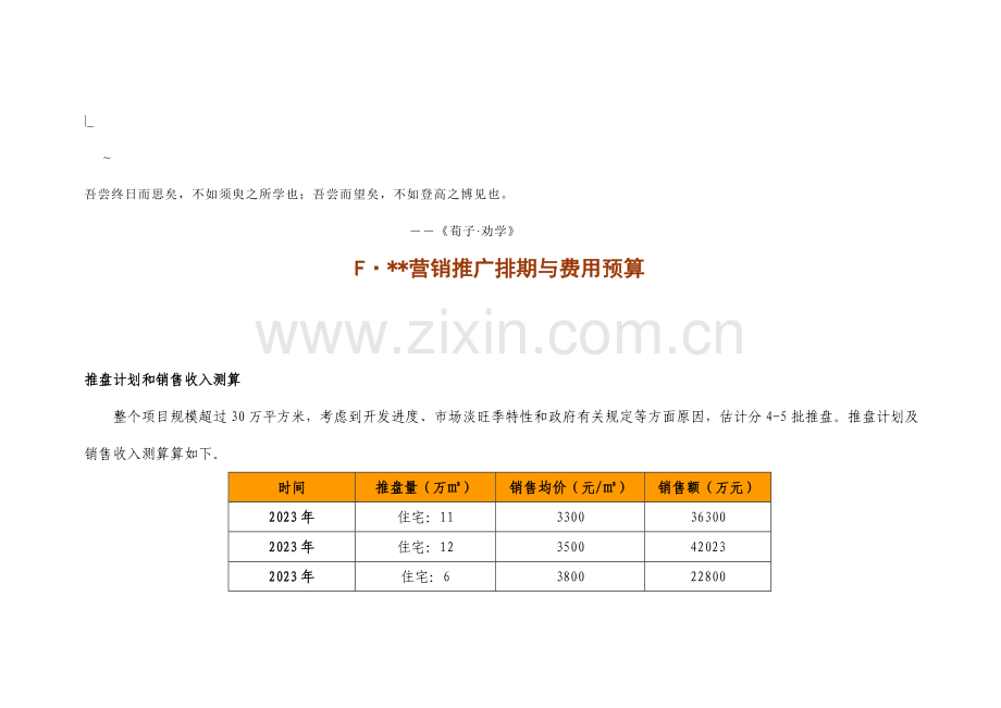 营销推广排期与费用预算.doc_第1页