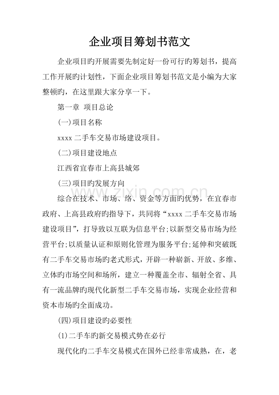 企业项目策划书范文.docx_第1页