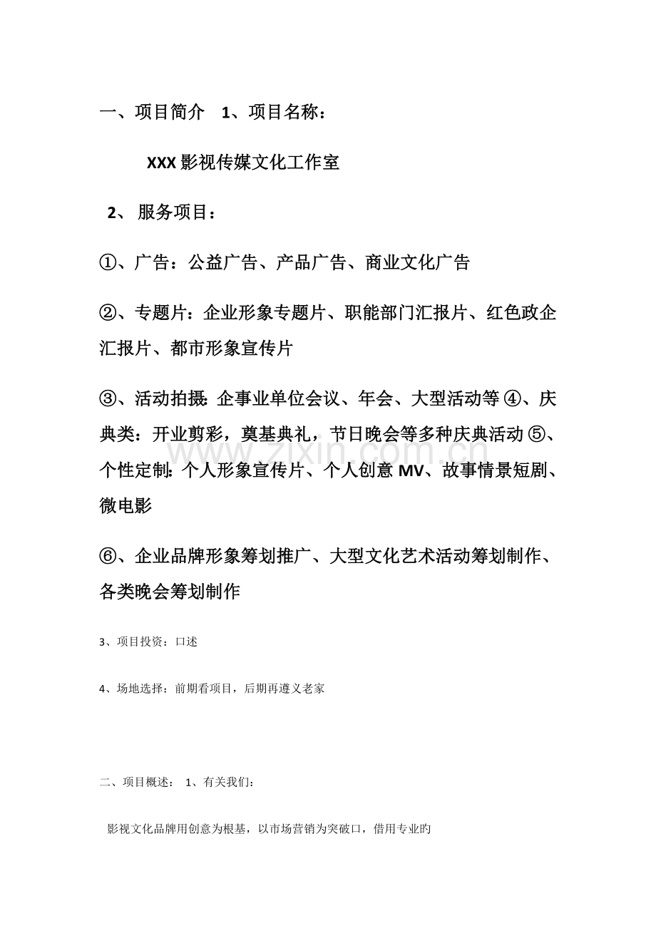 影视传媒公司创业策划方案.docx_第1页