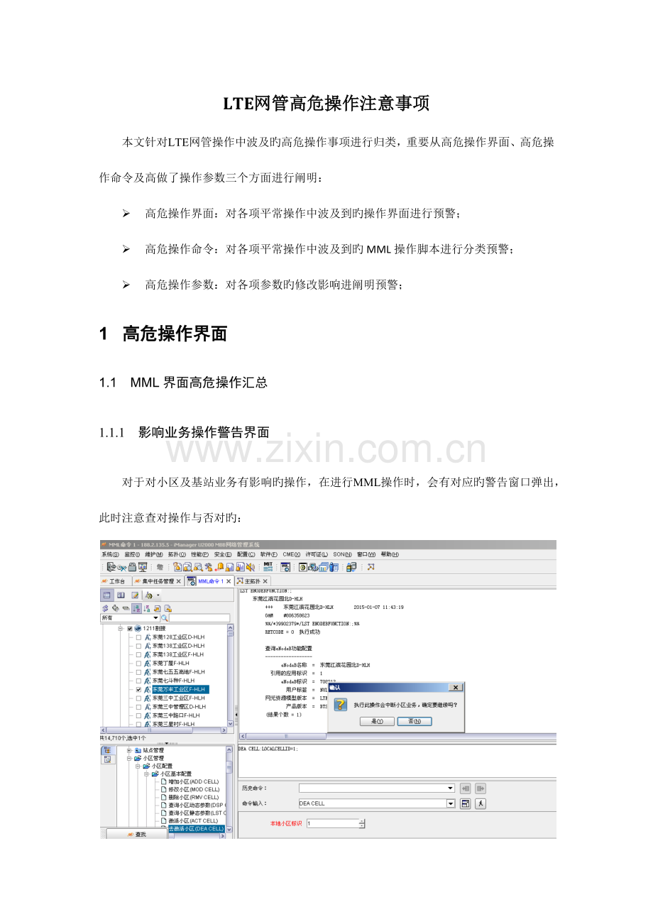 LTE网管高危操作注意事项.docx_第1页