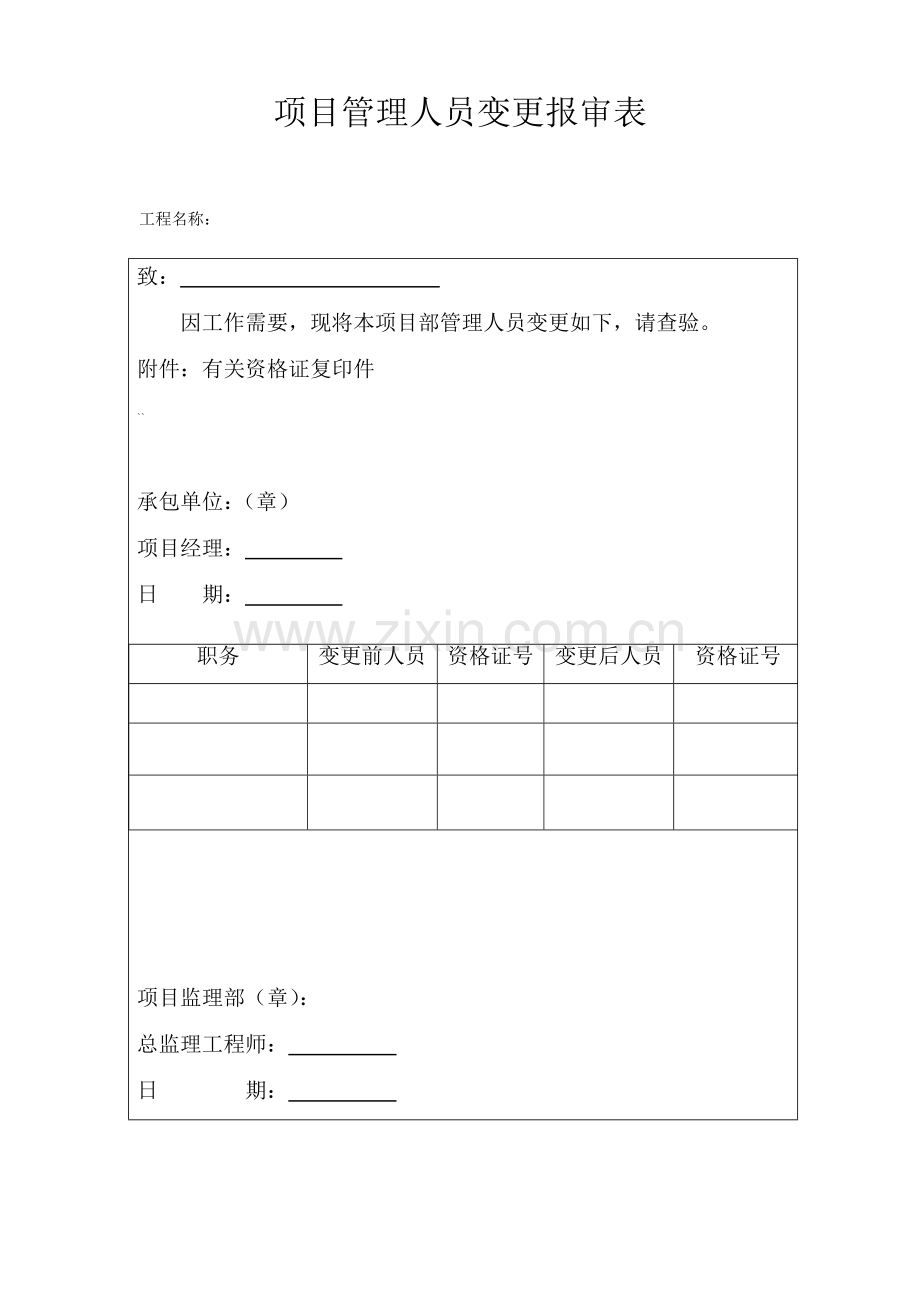 项目管理人员报审表.docx_第1页