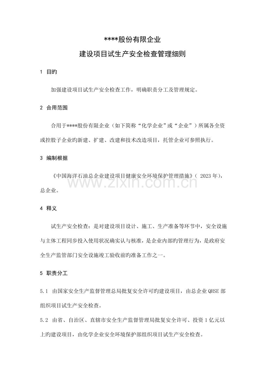 建设项目试生产安全检查管理细则.doc_第1页