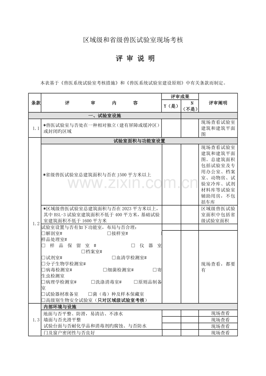 2023年兽医系统实验室现场考核评审标准.doc_第1页