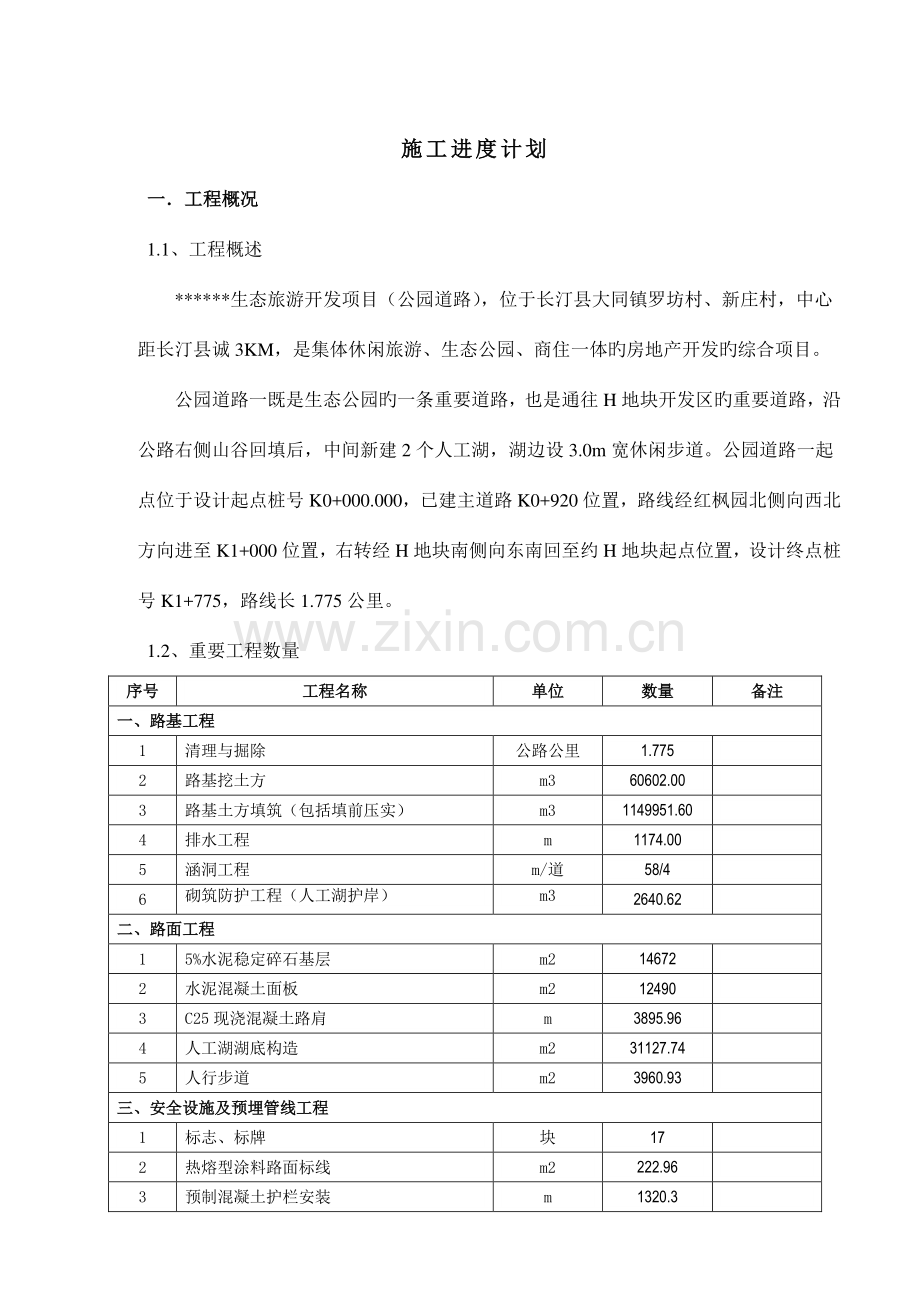 施工进度计划报表生态旅游开发项目含人工湖公园道路.docx_第3页