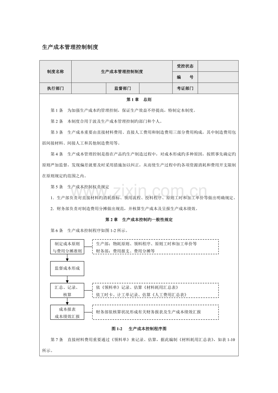 生产成本管理控制制度.docx_第1页