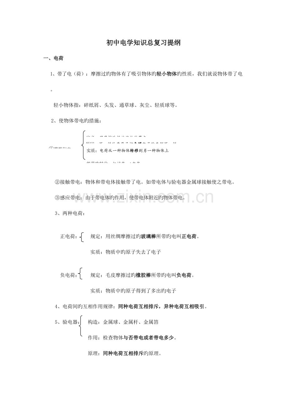 2023年人教版九年级物理电学知识点.doc_第1页