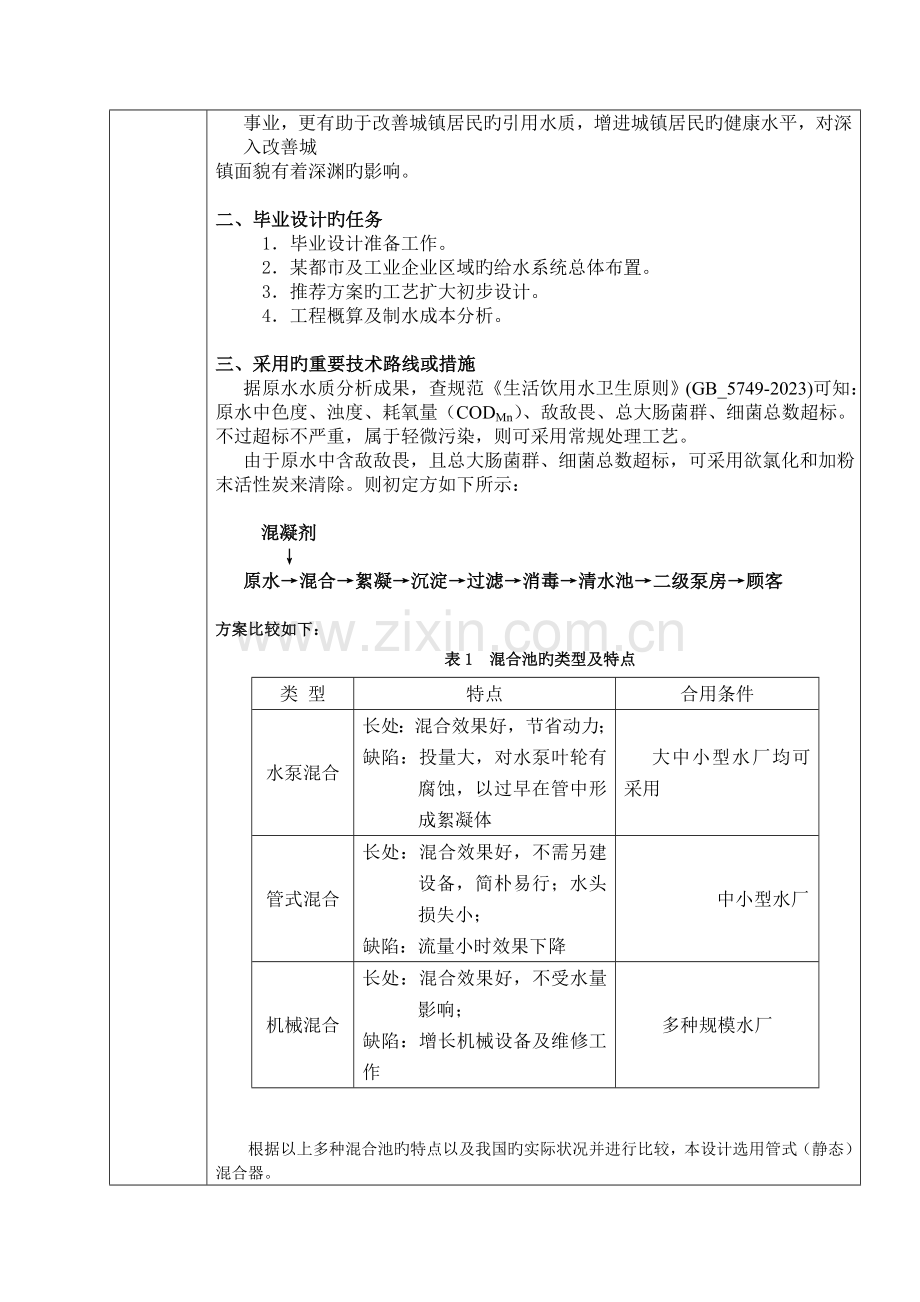 华北水利水电学院给水工程毕业设计开题报告.doc_第2页