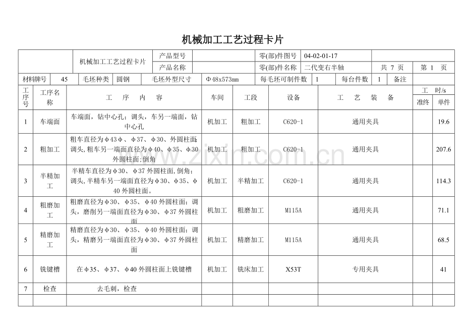 轴类零件工艺工序卡片.doc_第2页