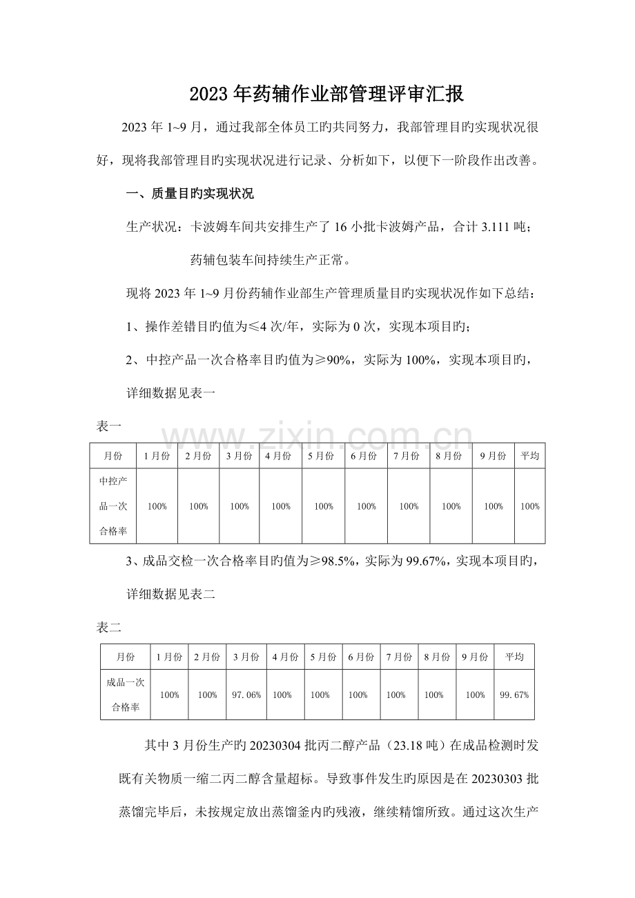 药辅作业部管理体系评审报告.doc_第1页