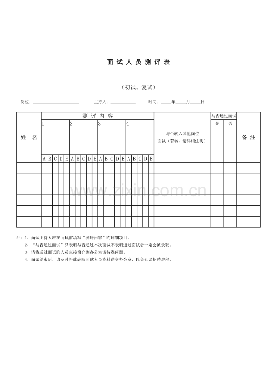 2023年公司面试人员测评表.doc_第1页