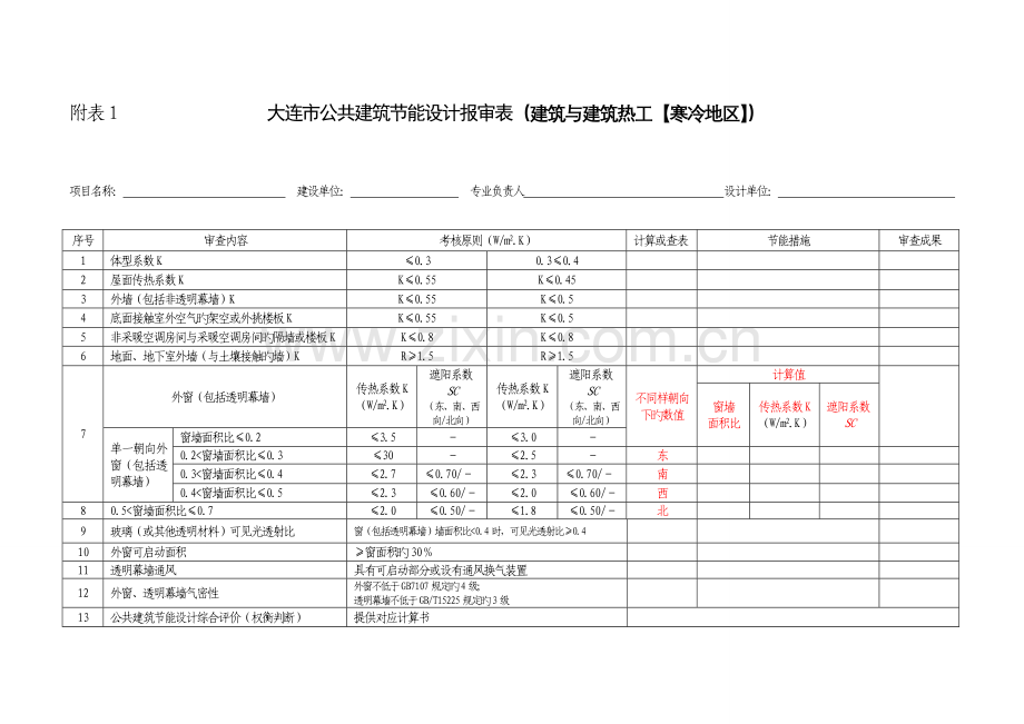 大连市公共建筑节能设计报审表.doc_第1页