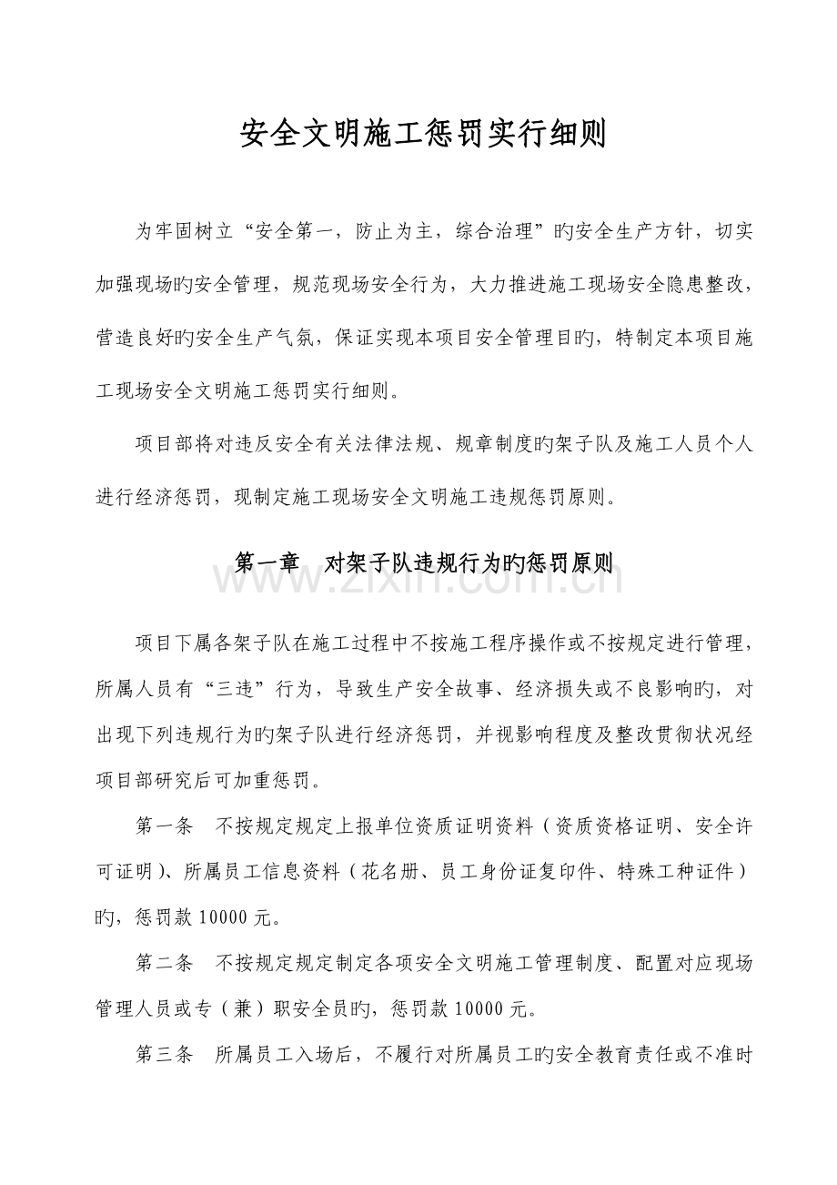 安全文明施工处罚实施细则.doc_第1页