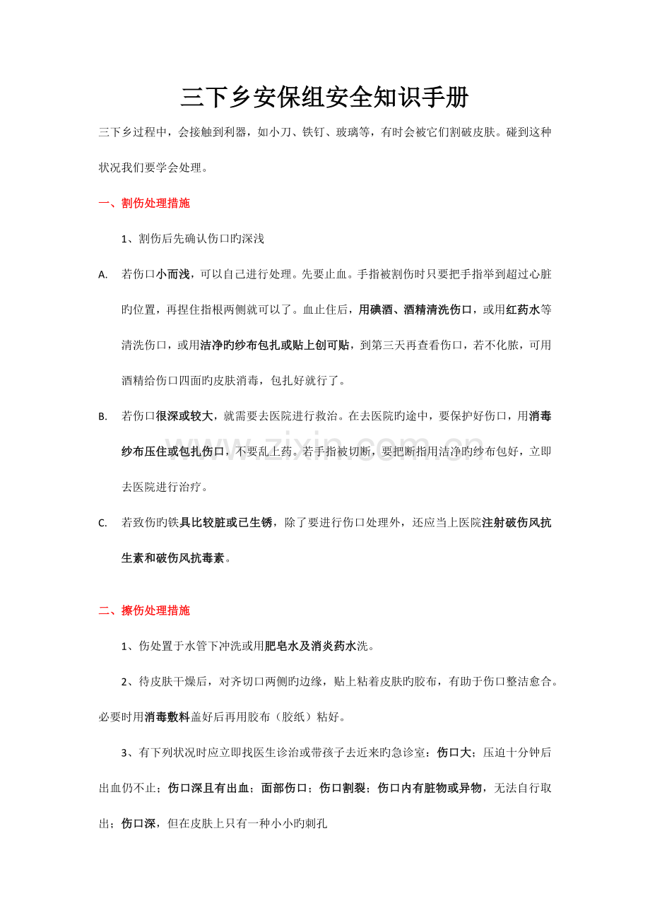 三下乡安保组安全知识手册.docx_第1页