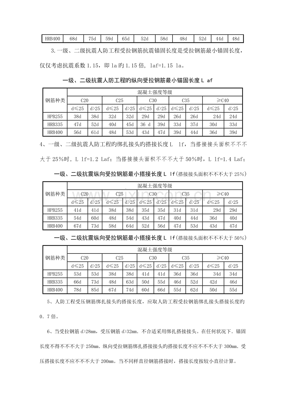 人防工程锚固长度和搭接长度.doc_第3页