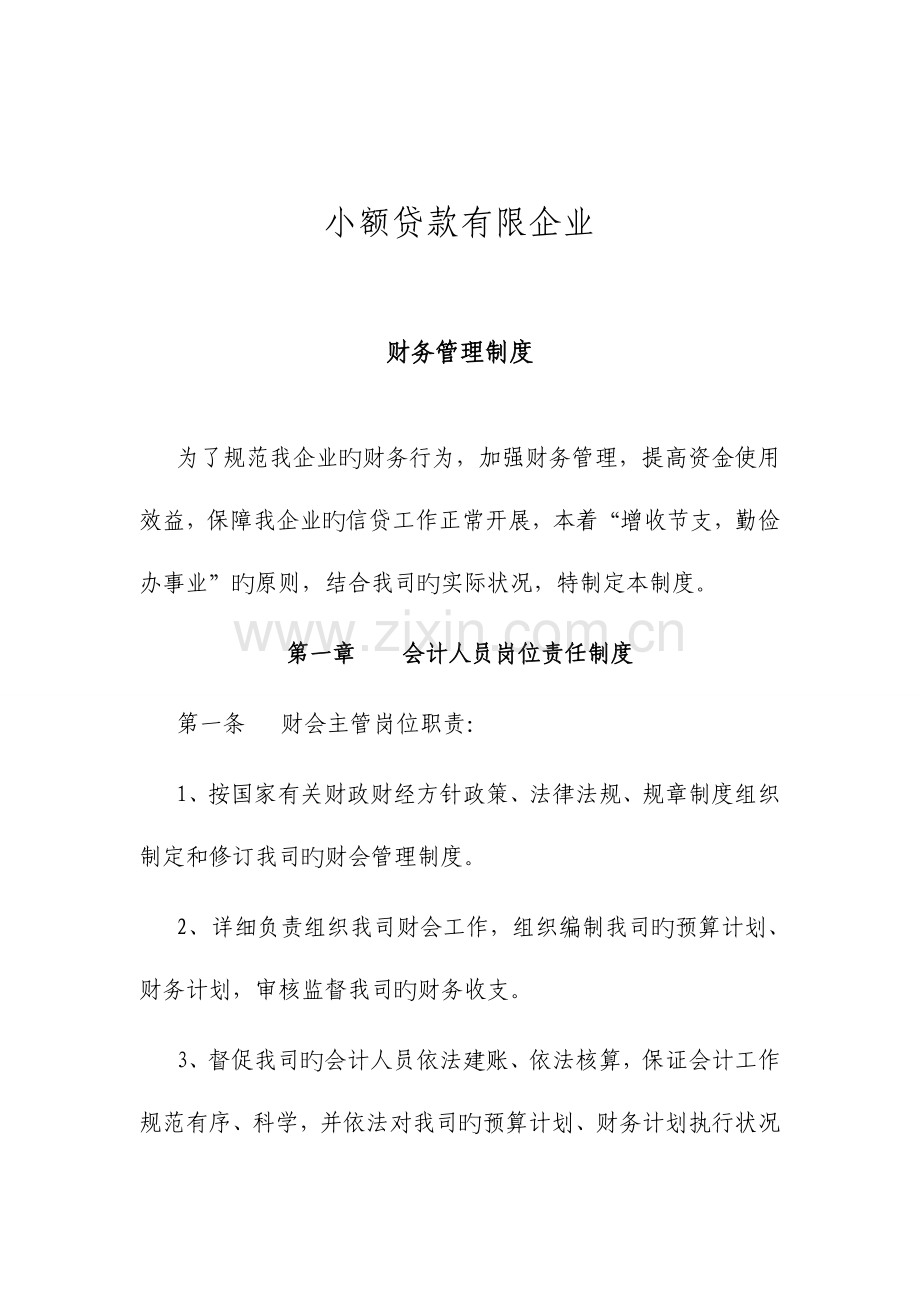 小额贷款公司财务管理制度DOC.doc_第1页