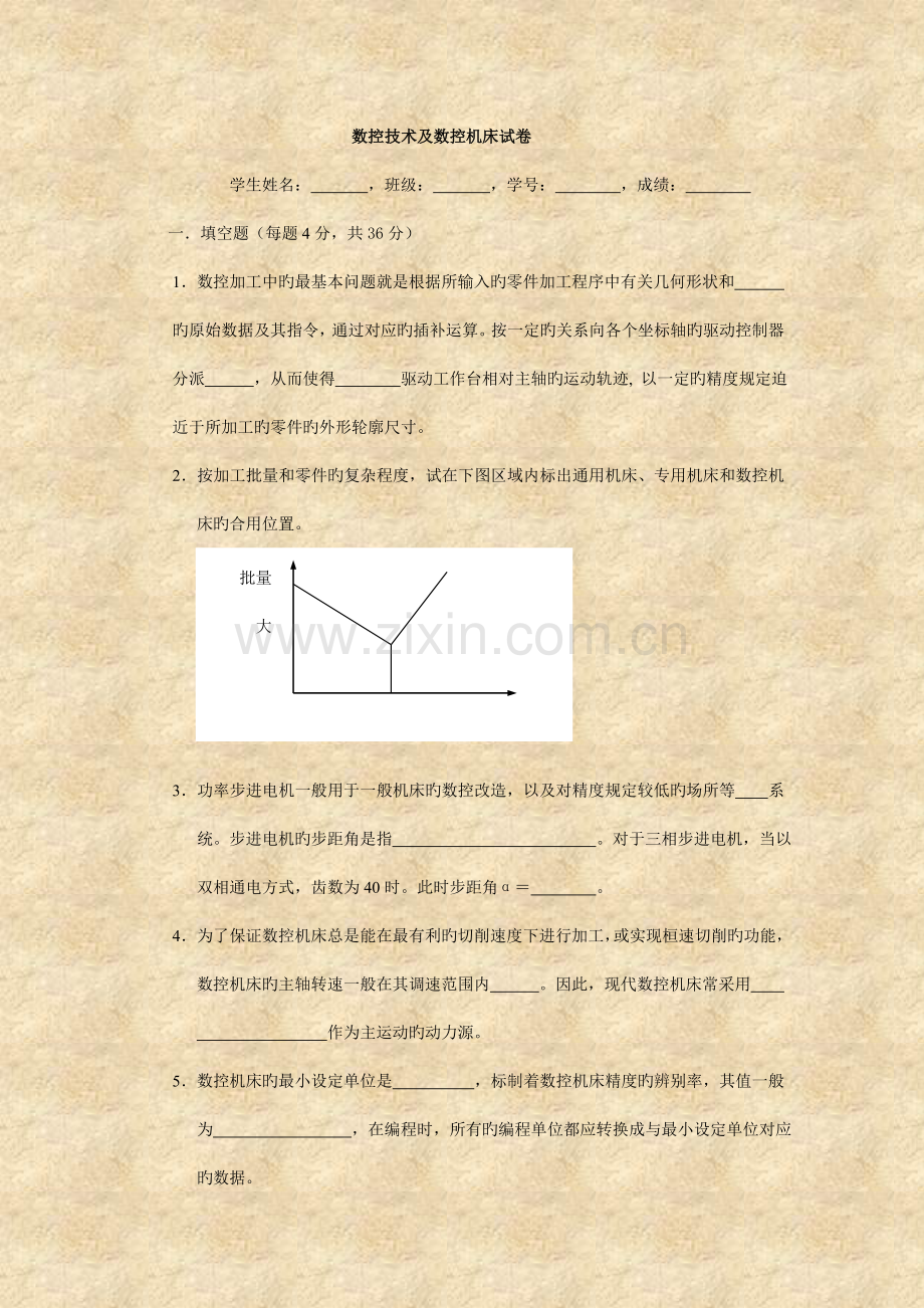 数控机床即数控技术试卷.doc_第1页