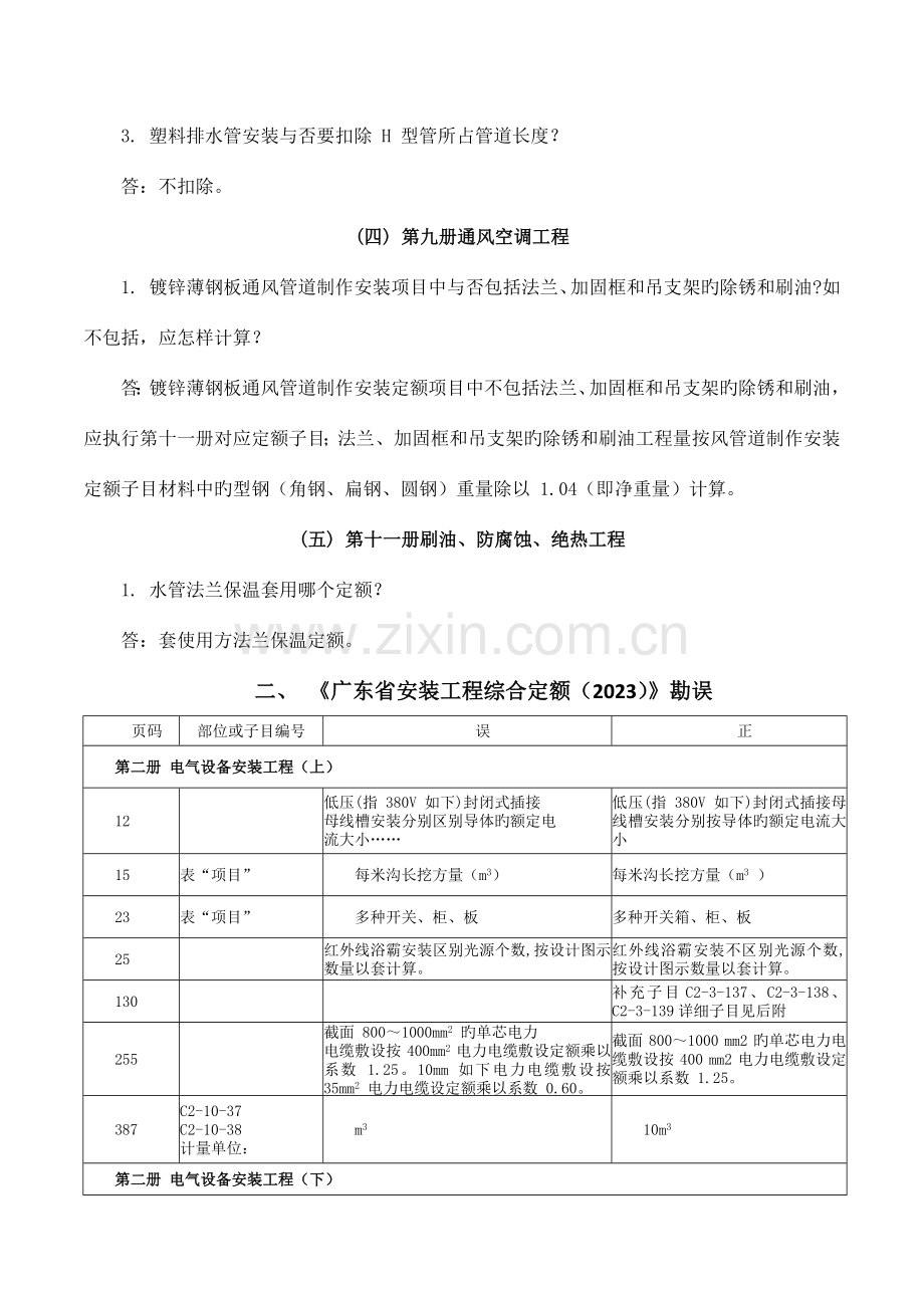 广东省安装工程综合定额问题解答勘误及补充子目.docx_第2页