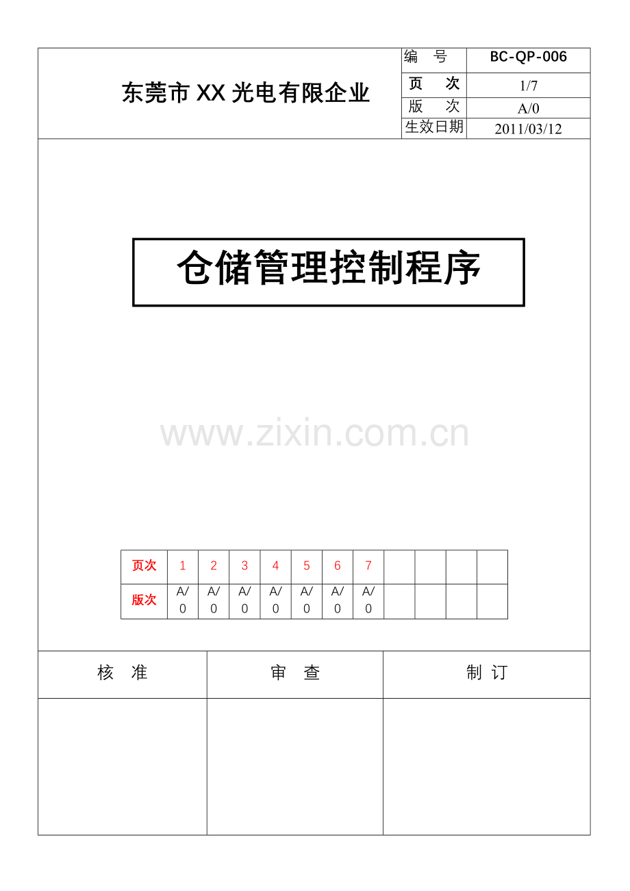 仓储管理控制程序适用全面附有流程图.doc_第1页