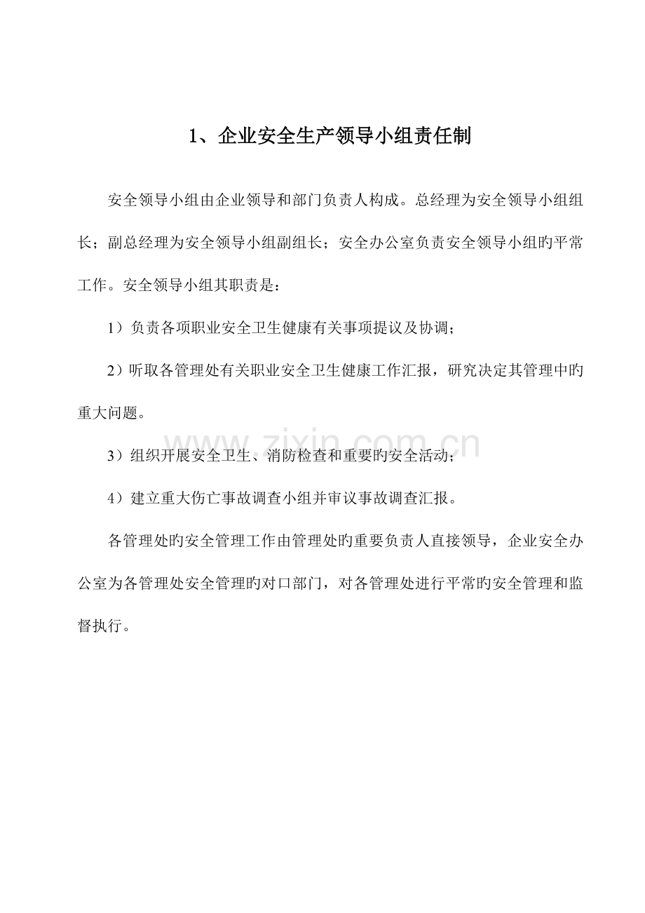 安全文化手册第五部分公司领导安全生产责任制岗位安全职责.doc_第1页