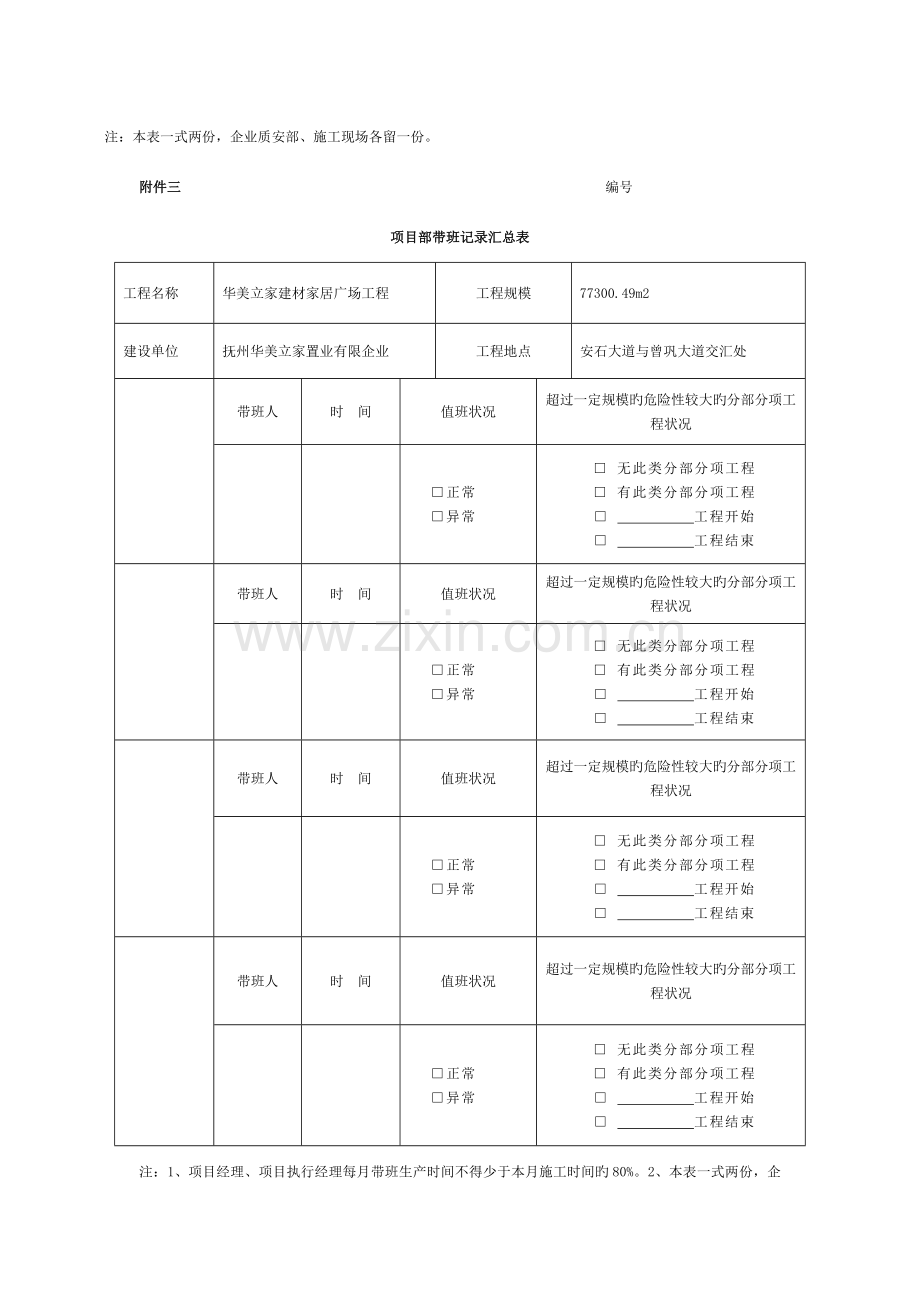 施工现场带班记录表格模板.doc_第3页