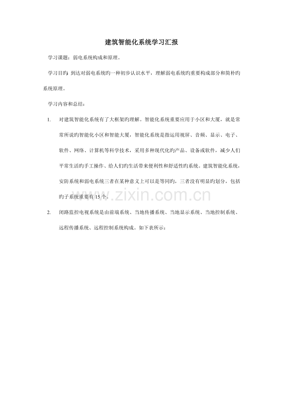 建筑智能化学习报告.doc_第1页